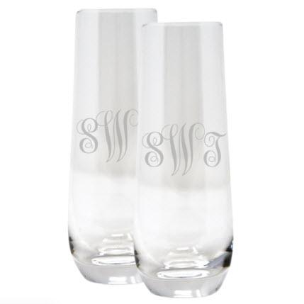Personalized Stemless Champagne Glasses Set of 2  Home & Garden > Kitchen & Dining > Tableware > Drinkware > Stemware > Champagne Glasses