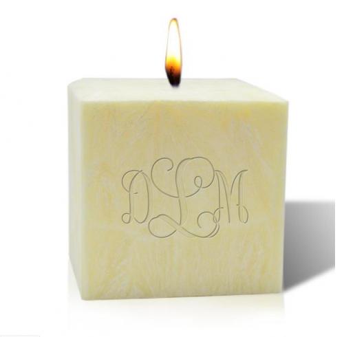 Monogrammed  Unscented 4 Inch Palm Wax Candle  Home & Garden > Decor > Candles