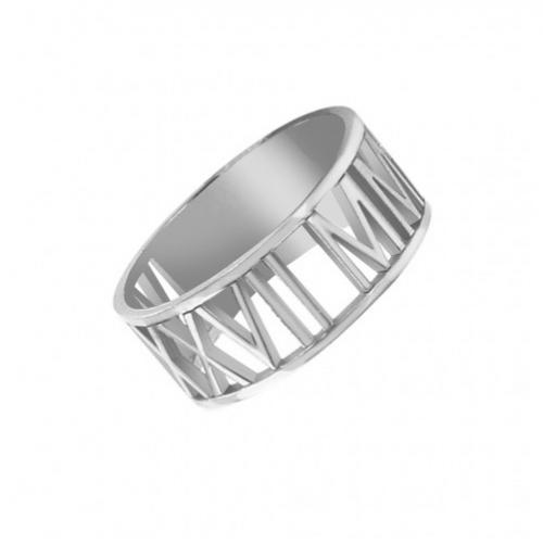  Roman Numerals Ring in Sterling Silver 8mm wide  Apparel & Accessories > Jewelry > Rings